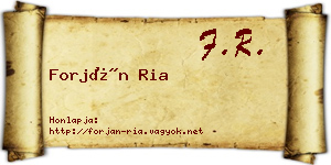 Forján Ria névjegykártya